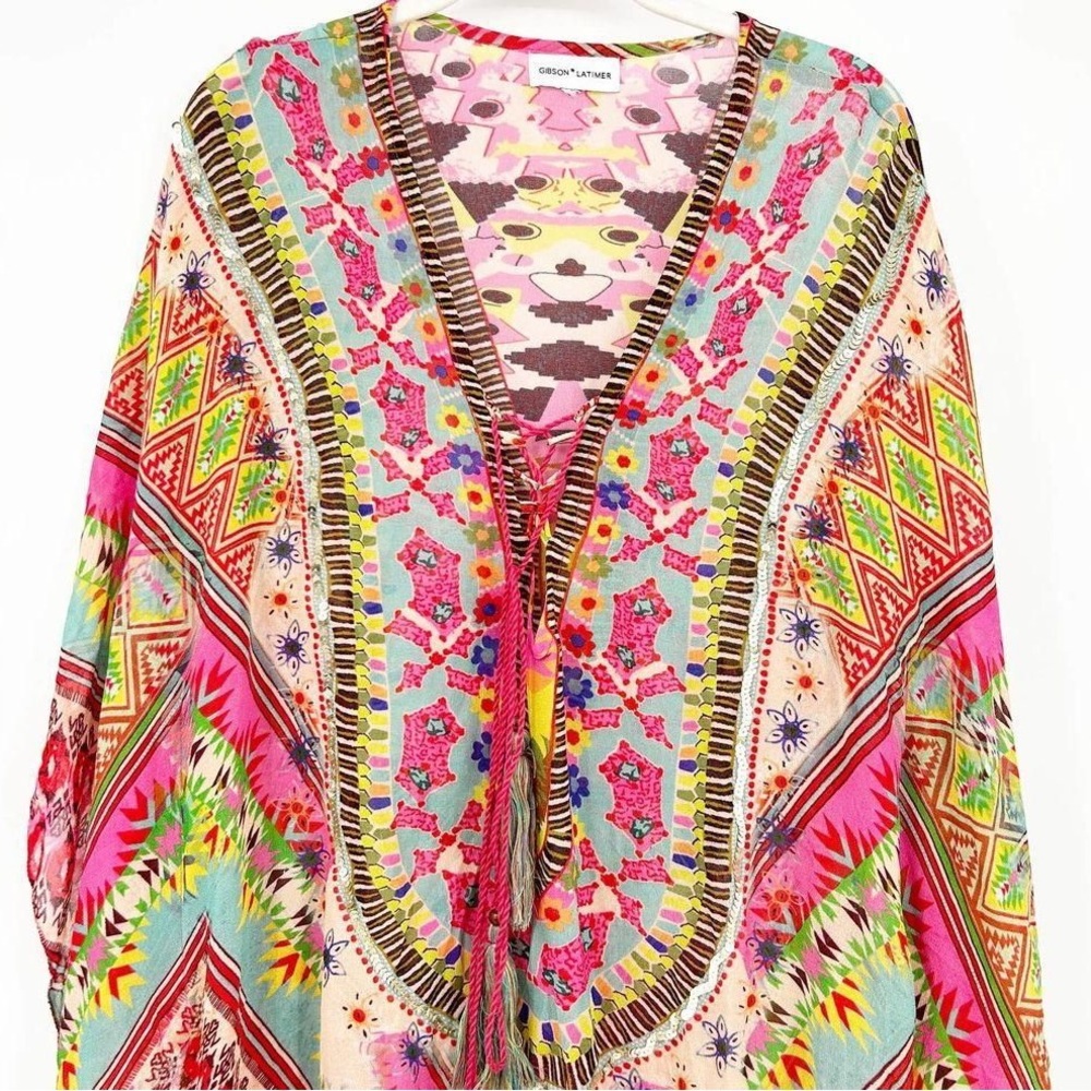 Gibson Latimer Vibrant Boho Multi Printed Kaftan … - image 6